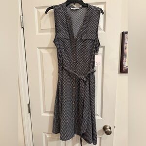 NWT Croft & Barrow Sleeveless Button-Front Dress – PXL – Black & White Print